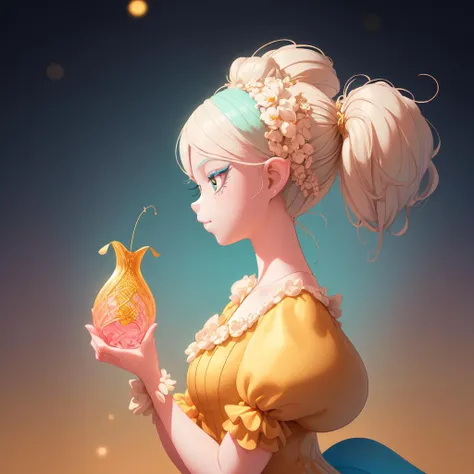 1girl, [ (stylized by Jean-Honoré Fragonard:1.3) : (Nathan Spoor:1.3) :11], profile of a Lively [Uninspired|Luminescent] Dominican (Hyperboloid:1.1) , it is anthropomorphic reimagined as a New Girl series character, fairy tale, Bokeh, Cozy, Vaporwave, Depth of field 270mm