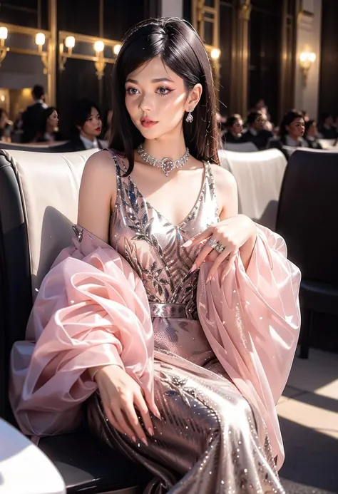 party dress, 1girl, solo, jewelry, dress, necklace, black hair, sitting
<lora:party_dress-08:0.65>