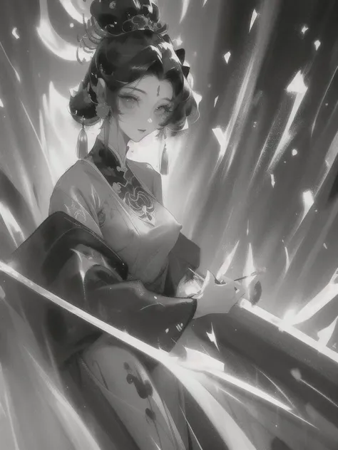 ink, 1girl, facing the camera, monochrome, looking at the viewer, brush strokes, Chinese dress, perking small cute nipples, traditional media, watercolor <lora:Nipple:0.60>, <lora:Brushing-v2:0.85>
