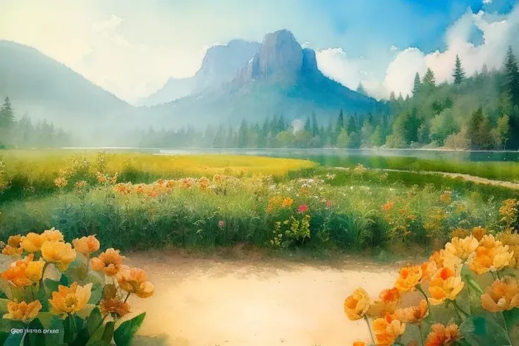 ((((ultra illustrated style:1.0)))),best quality,best animated,masterpiece,ray tracing, global illumination,transparent watercolor,flower,landscape, <lora:transparent watercolor:1>