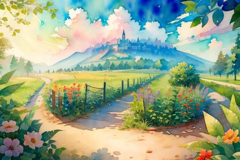 ((((ultra illustrated style:1.0)))),best quality,best animated,masterpiece,ray tracing, global illumination,transparent watercolor,flower,landscape, <lora:transparent watercolor:1>