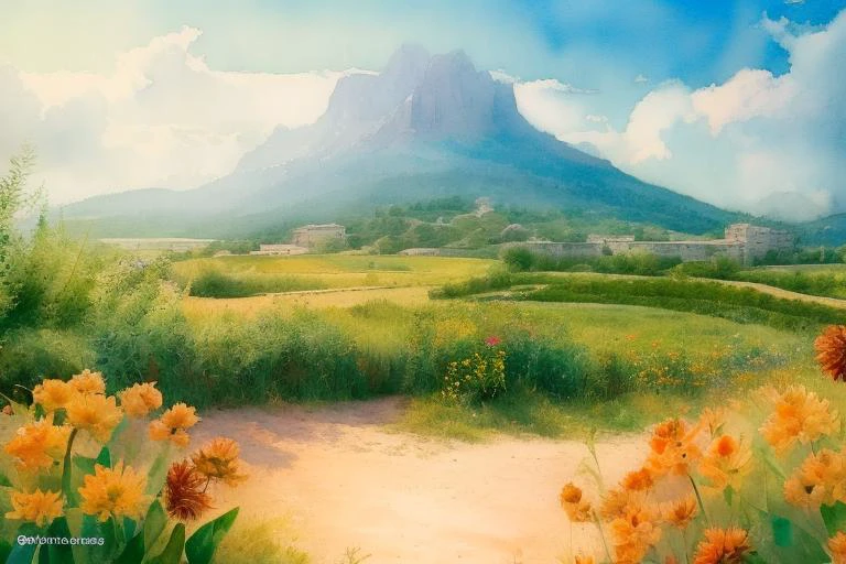 ((((ultra illustrated style:1.0)))),best quality,best animated,masterpiece,ray tracing, global illumination,transparent watercolor,flower,landscape, <lora:transparent watercolor:1>