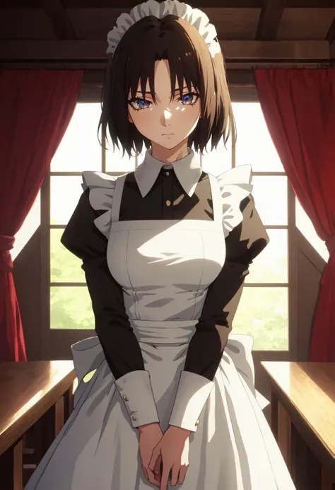 best quality, masterpiece, highres, solo, (ryougi_shiki_karanokyoukai:1.10), (maid:1.40), (long maid dress:1.15), anime_style, 23 <lora:ryougi_shiki_karanokyoukai:0.80>