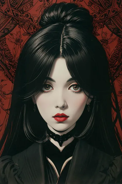 masterpiece, best quality, ultra high res, highly detailed, (style of Aubrey Beardsley:1.4), (surrealism art:1.4), watercolor, [girl | demon:10], BREAK, (splited face), [left side is hate BREAK right side is love:5], BREAK, hopeless eyes, (dark and red theme:1.1), visually stunning, beautiful, gorgeous, Ukiyo-e, emotional, intricate, perferct shading, trending on arstation, <lora:Ukiyo-e:0.4>