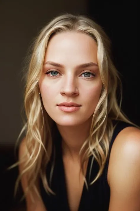 <lora:um4thurm4n:0.9>, a Realistic photo of um4thurm4n woman, long hair, blonde hair, lips, portrait, realistic, soft lighting, professional Photography, Photorealistic, detailed eyes, RAW, analog, sharp focus, 8k, HD, DSLR, high quality, Fujifilm XT3, film grain, award winning, masterpiece
