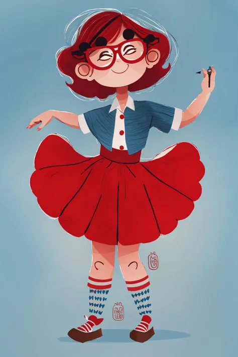 fant, antonella fant, long hair, smile, short hair, multiple girls, skirt, shirt, 1boy, closed eyes, red hair, glasses, ball, round eyewear, pencil, crayon,
<lora:antonellafant-04:1>