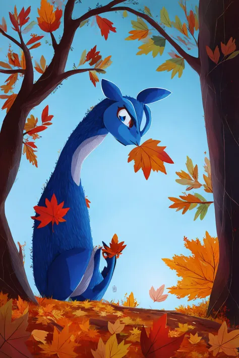 fant, antonella fant, blue eyes, outdoors, signature, looking at another, from side, tree, pokemon (creature), no humans, leaf, looking up, eye contact, autumn leaves,
<lora:antonellafant-04:0.95>