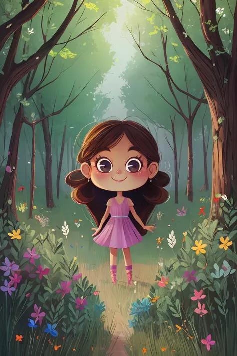 fant,antonella fant,super long hair,lucy,cute girl smiling,in a forest,best quality,masterpiece,ultra high res,<lora:antonellafant:0.8>,chibi,