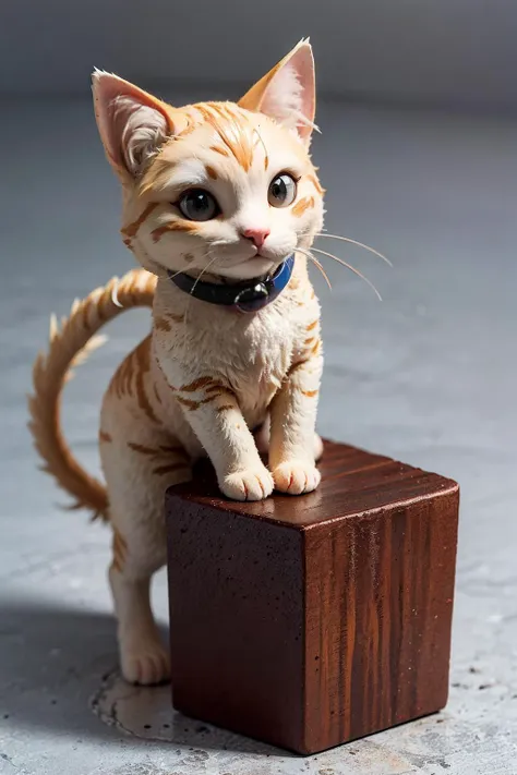 Delicate 3D PVC model of cute cat, soft smooth lighting, with soft pastel colors, 3d icon clay render, 120mm lens, 3d blender render, trending on polycount, modular constructivism, gravemudart, figure, full body, turnaround