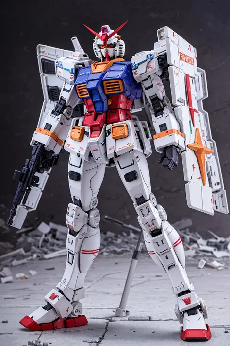 NSFW, gundam\(rx78\), ultra high res, best quality, photo, 4k, (photorealistic:1.4), (full body:1.1),outside in a destroyed city, dynamic pose, ((mecha armor, red metal long wings)), depth of field, motion lines ,(full body picture) <lora:gundamRX782OutfitStyle_v10:0.7>, (masterpiece,best quality:1.5)