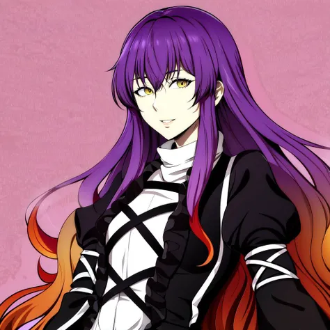 hijiri byakuren, upper body ADDCOMM
<lora:touhou_hijiri:1>upper body, gradient hair, purple hair ADDBASE
parted lips, purple hair, yellow eyes, looking at viewer, (mature female:1.3), (milf:1.2), adult woman, (huge breasts:1.2) ADDROW
(yellow hair:0.8), dress, puffy sleeves, (flat chest:1)