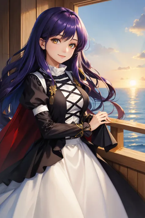 (masterpiece, best quality:1.2), <lyco:touhou_hijiri-10:1.0>, cowboy shot, solo, 1girl, hijiri byakuren, smile, looking at viewer, dress, puffy sleeves