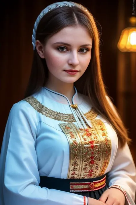 RAW photo, real Belarusian female in traditional clothing, (high detailed skin:1.2), 8k uhd, dslr, soft lighting, high quality