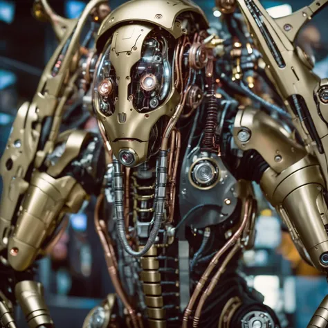 steampunk documentary photography a close up of biomechanical body parts of a futuristic synthetic robot, highly detailed, futurism, sci-fi, space fiction, hi-tech, candid, real-life events, social commentary, highly detailed, Victorian, industrial, mechanical, detailed, gritty, brass and copper, intricate