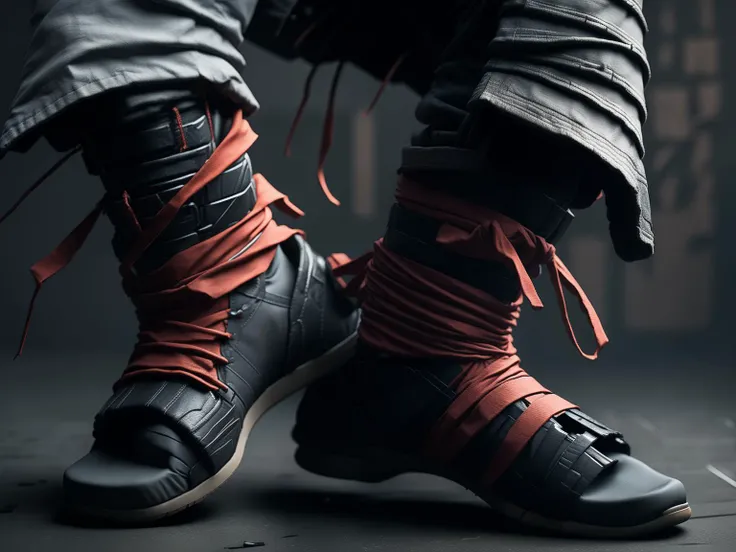 close up of a Shoes,ninja style, samurai style,(photorealistic:1.1)