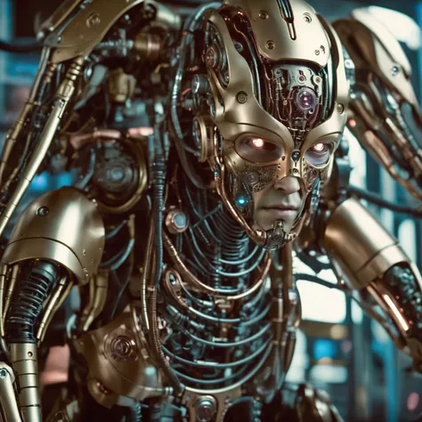 steampunk documentary photography a close up of biomechanical body parts of a futuristic synthetic robot, highly detailed, futurism, sci-fi, space fiction, hi-tech, candid, real-life events, social commentary, highly detailed, Victorian, industrial, mechanical, detailed, gritty, brass and copper, intricate