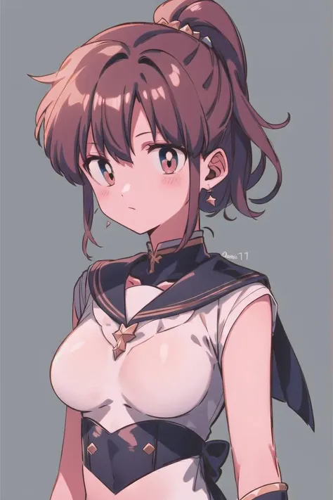 best quality, masterpiece, solo, 1girl, <lora:menma-10:0.9>, simple background, upper body,, <lora:sailorJupiterSailor_v10:0.9>,smjupiter,