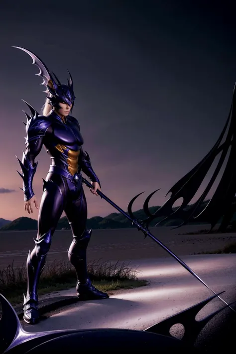 dragoon ffxiv, <lora:dragoon ffxiv_V1:0.5>,dragoon ffxiv in a costume holding a spear and a spear in her hand,holding polearm, holding weapon, shoulder armor,solo, spear, standing,((FULL BODY:1.4)), black armor,
super extremely ultra detailed (hair,eyes,iris,skin,cloth texture),
(sharp focus),(denoise),(raw photo,8k uhd),(extremely fine,best quality),illustration,intricate,