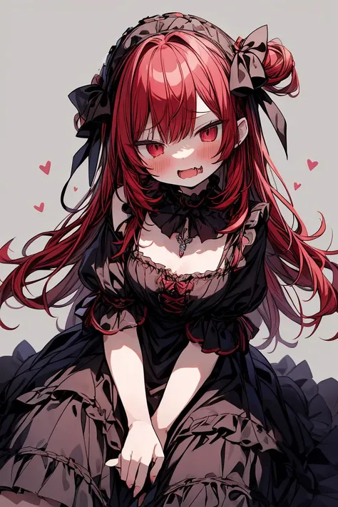 (masterpiece, best quality), 1girl, red hair, medium chest, gothic frill dress, pervert face, <lora:add_detail:1>