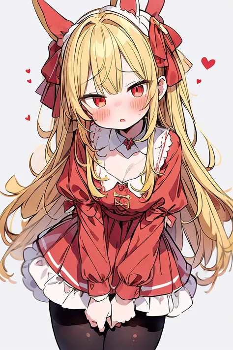 (masterpiece, best quality), 1girl, blonde hair, red dress, pantyhose, cute face, blush, <lora:add_detail:1>