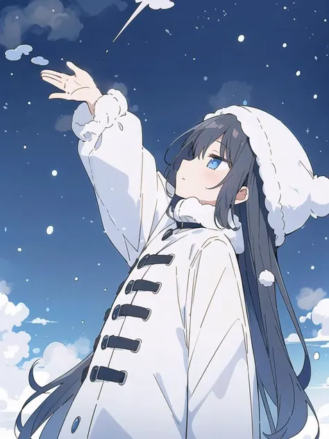 masterpiece,game cg, starly sky, looking up, steam,
winter,
1girl