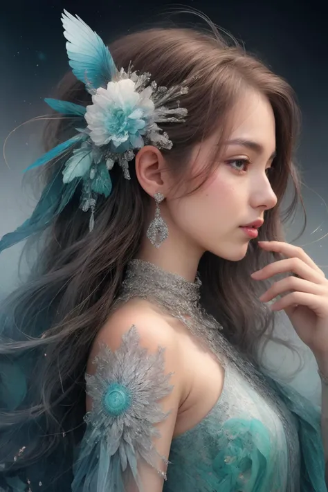 (realistic:1.3), finely detailed, quality, rembrandt lighting, (masterpiece:1.2), (photorealistic:1.2), (best quality), (detailed skin:1.3), (intricate details), dramatic, ray tracing, 1girl, japanese girl, 21 years old, detailed skin texture, (blush:0.5), (goosebumps:0.5), subsurface scattering, smiling, medium breasts, long hair curls, bangs, hair between eyes, dress, opal diamond, jewelry, gems, intricate, <lora:opal_diamond-noise:1>