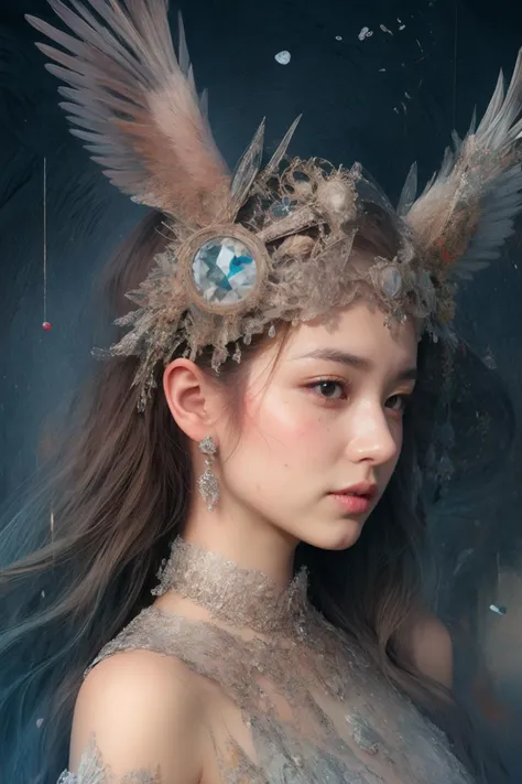 (realistic:1.3), finely detailed, quality, rembrandt lighting, (masterpiece:1.2), (photorealistic:1.2), (best quality), (detailed skin:1.3), (intricate details), dramatic, ray tracing, 1girl, japanese girl, 21 years old, detailed skin texture, (blush:0.5), (goosebumps:0.5), subsurface scattering, smiling, medium breasts, long hair curls, bangs, hair between eyes, dress, opal diamond, jewelry, gems, intricate, <lora:opal_diamond-noise:1>