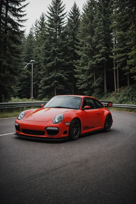 Porsche 993 turbo widebody racing in autobahn