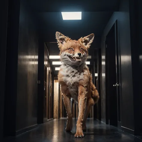 best quality, dark lighting, dark, extremely dark, dynamic lighting,
BREAK extremely dark corridor,
BREAK <lora:CursedTails:0.8> TailsTheFox walking towards in corridor, dark lighting, (wide open red glowing eyes:1.2), (wide grin:1.2), no humans animal, animal focus,