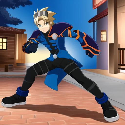 style of streets of rage,WesPC,1boy,facing viewer,full body,outdoors,night,holding weapon,shotgun <lora:WesLora-11:0.8>