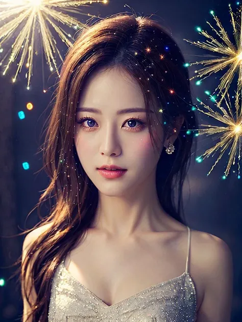 (best quality, masterpiece:1.2),ultra detailed,(photo realistic:1.4),solo,cute girl,full body,light_particles,<lora:KiraKiraEffect:0.7>,lite smaile,