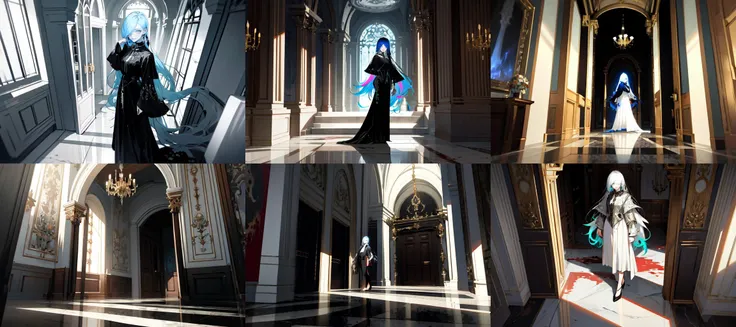 (otherworldly, otherworldly atmosphere, otherworldly appearance), highly insanely detailed, masterpiece, top quality, best quality, highres, 4k, 8k, RAW photo, (long_hair, long hair), collar, earrings, jewelry,
(random colors cloth, random colors hair, random long hair, dynamic hair, glowing hair),
long hair, eyelashes, eyeliner, makeup, hair over one eye,
(dynamic pose), (dynamic weather),
photo of a mansion, large entrance hall, marble floor, stairs, blood, scenery, dark, horror theme, film grain, ray tracing, UHD, <lora:resevil:0.6>,
(smiling at viewer), (fantasy world)