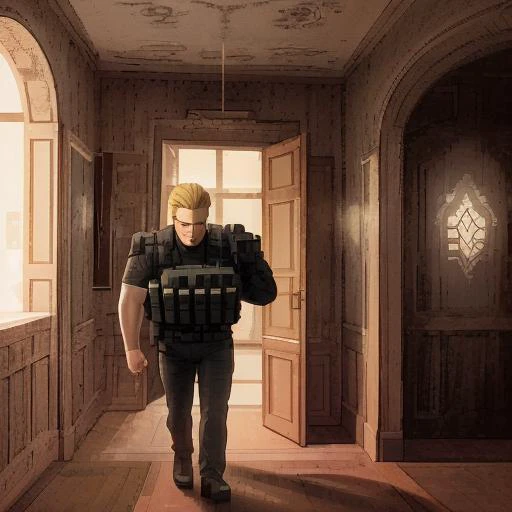 stairs, indoors, blood, scenery, highly detailed, highres, extremely detailed, detailed background, perfect eyes, perfect face, high quality, detailed face, anime, best quality, masterpiece, 4k, 8k, absurd resolution, cinematic lights, intricate detail, detailed hands, detailed eyes, animation, illustration, back combed hair, (blonde hair:1.4), combed back, hair back, short hair, comb back hair, (1man), back comb haircut, mature male, looking at viewer, sunglasses, 1boy, high definition, sharp focus, <lora:neg4all_bdsqlsz_V3.5:1>, OverallDetail, animification, <lora:Hiroyuki Kitazume:0.4>, edgQuality, Illust-InstaFilter, <lora:beard_slider_v10:-3>, <lora:gender_slider_v1:-4>, Best_QualityPos, Earth-QualityPos, BodyPositive, prettify, hotify, slick back hair, <lora:neg_bdsqlsz_V2:1>, <lora:hyperdenoiser_v090:0.6>, <lora:hyperrefiner_v090:0.6>, <lora:resevil:0.7>, resevil <lora:REAlbertWesker:0.7> REAlbertWesker,<lora:dreamlookai_lora_db_bb89d853_ckp_9966b693_step_3000_Wesker:0.7> wesker, standing, walking, (bulletproof vest:1.5),