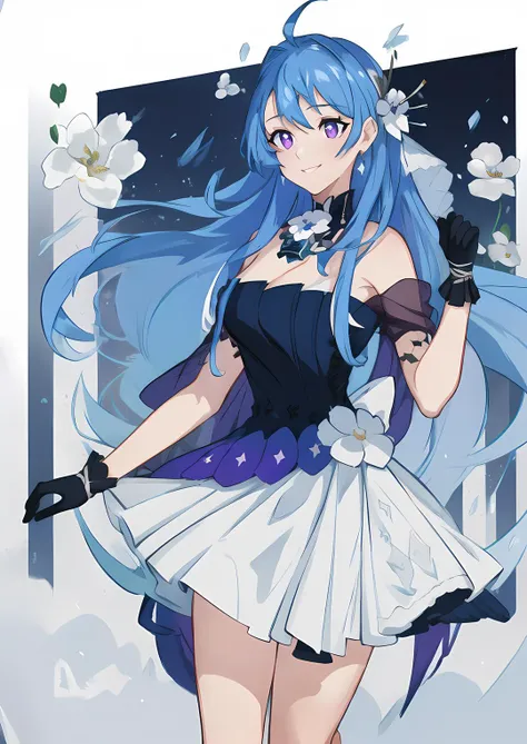 (masterpiece:1.3), (the best quality:1.2), ((solo)), ((white background)), 1girl, seductive smile, <lora:beautifulDetailedEyes_v10:0.5>, <lora:helenaAzurLane_v2:0.8>, light purple eyes,
sharply drawn eyes, blue hair, holding hands, black gloves, looking at viewer, Beautiful Lighting,cinematiclighting,ray tracing,lensflare,tachi-e, full body, hair_bow, ((flower field)),green theme,<lora:standingFullBodyWithBackgroundStyle_v10Offset:1>