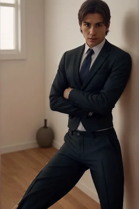 the same man (wearing a suit jacket and pants, a tie:1.4), <lora:ClothingAdjuster3:-1>