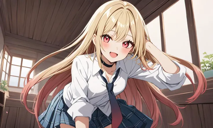 ((highest quality)), ((masterpiece)), (detailed), Perfect Face、5th grade elementary school、10 years old、Flat Chest、((Anus is visible))、blush、bottom less、topless、Grinning face、Spread your legs、Twin tails、idol costume、open white shirt、flipped red skirt