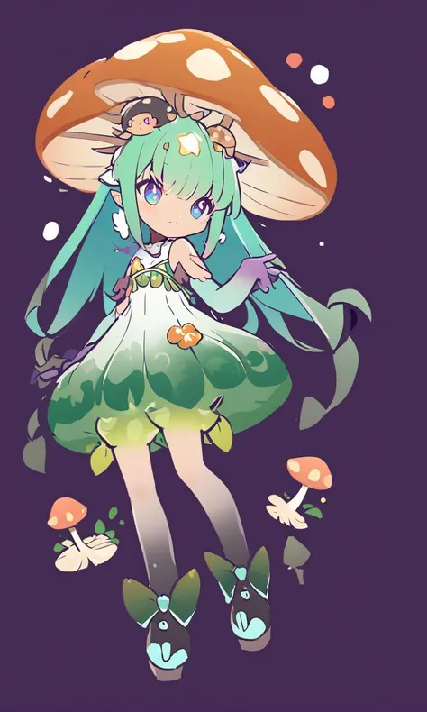 kawaii petit child childish innocent ankle-biter 1girl, star-shaped pupils small_star symbol in the pupils and iris, ((skindantation)) ((flat chest)) +++, ((mushroom girl)) (fusion:1.4) mushroom from of girl, fusion of mushroom and girl, monster girl of mushroom on head, hair made of mushroom, blue powdery skin, Mushrooms are sprouting here and there on the body, transparency black mushroom design tubetop, gradient bloomers