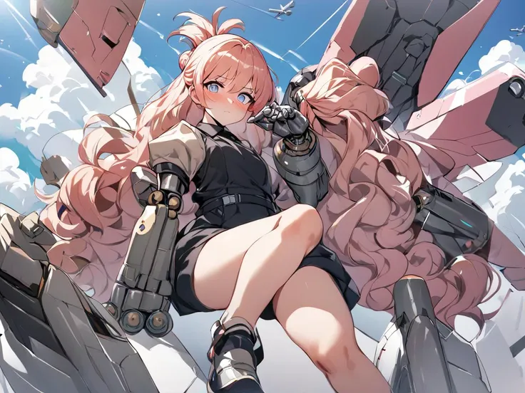 score_9, score_8, score_7_up, Aircraft Carrier Deck, sky cloud, 1girl, teen . huge tit , skindantation, bare legs soles focus, black jumpsuit socks shoes, looking at viewer, cowboy shot , +++
gradient eyes odd eyes ,
transparency red hair,
very long hair ,
folded ponytail,
wavy hair ,
hair pulled back,
sideburns ,
Blushing,
embarrassed ,
+++, Research Facilities chemical factory cyborg animal ears Robotsgirl back from extra manipulator mecha wings ((artificial arms artificial legs robot_arms robot_legs amputee,prosthetic legs amputee,prosthetic arms)), strong light coming in light rays light sparkles lens flare deep shadows caustics golden hour