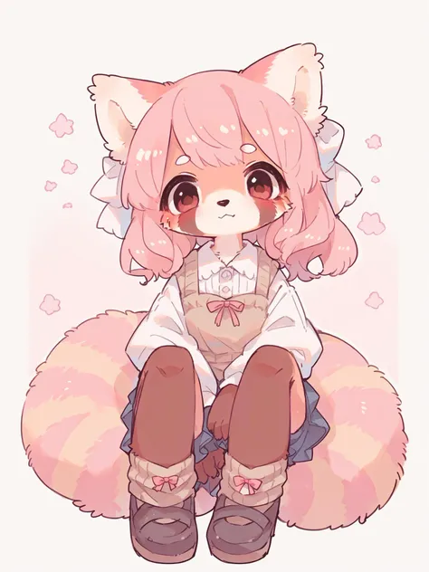 score_9, score_8_up, score_7_up, score_6_up, score_5_up, score_4_up, source_furry, source_anime, rating_safe,

furry, kemono, 1girl, solo, pink red panda, pink fur, looking at viewer,