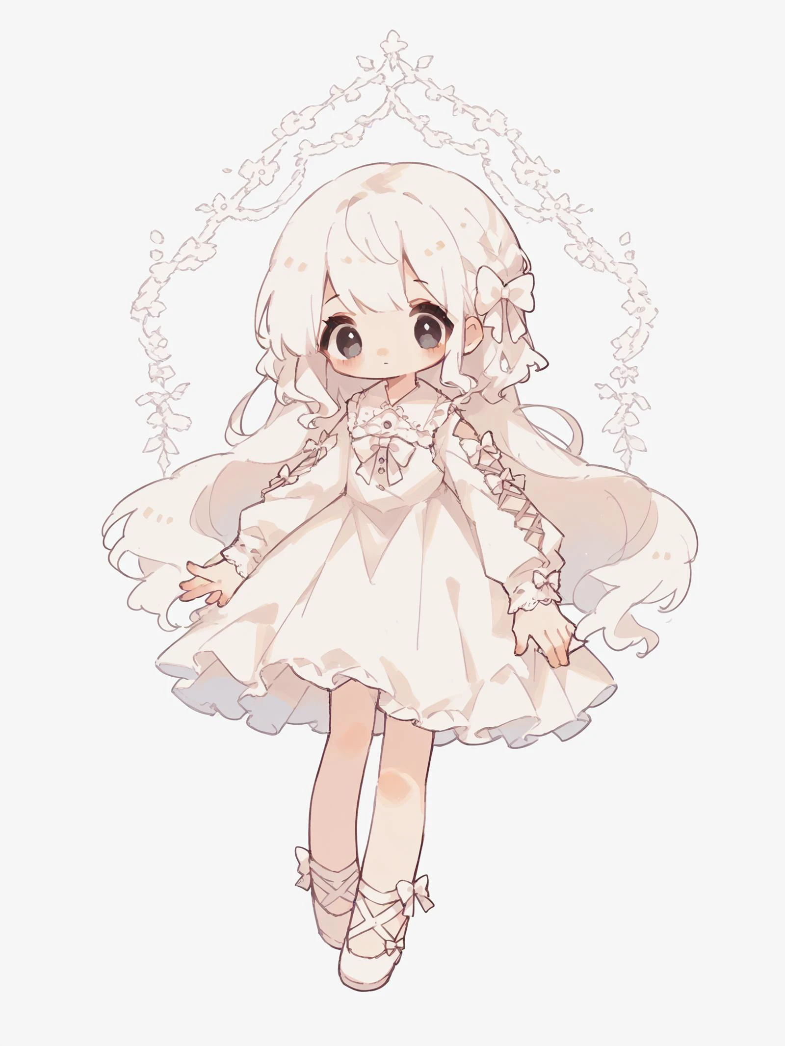score_9, score_8_up, score_7_up, score_6_up, score_5_up, score_4_up, source_anime, rating_safe,
1girl, white background, simple background, white dress, full body, bows,