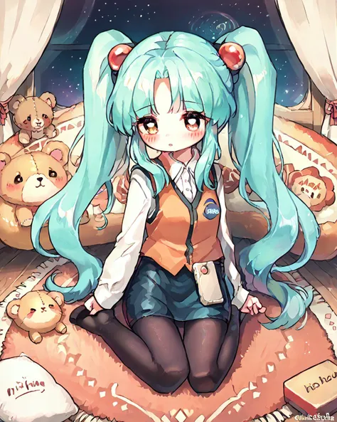 score_9, score_8_up, score_7_up, score_6_up, source_anime, rating_safe, ah1, 1girl, (faceplant), (travertine box pleat skirt, sleeveless vest, long sleeve shirt, tights, oxfords), (in Elfic Living Room, Cosy space with a crackling fireplace, intricately carved wooden furniture, plush cushions adorned with intricate embroidery, delicate elven artwork adorning the walls, a soft rug made of natural fibers), (longing gaze, slightly parted lips, dreamy eyes), <lora:HOSHINO_ruri_PONYXL:0.8>, blush, brown_eyes, very long hair, aqua hair, twintails,