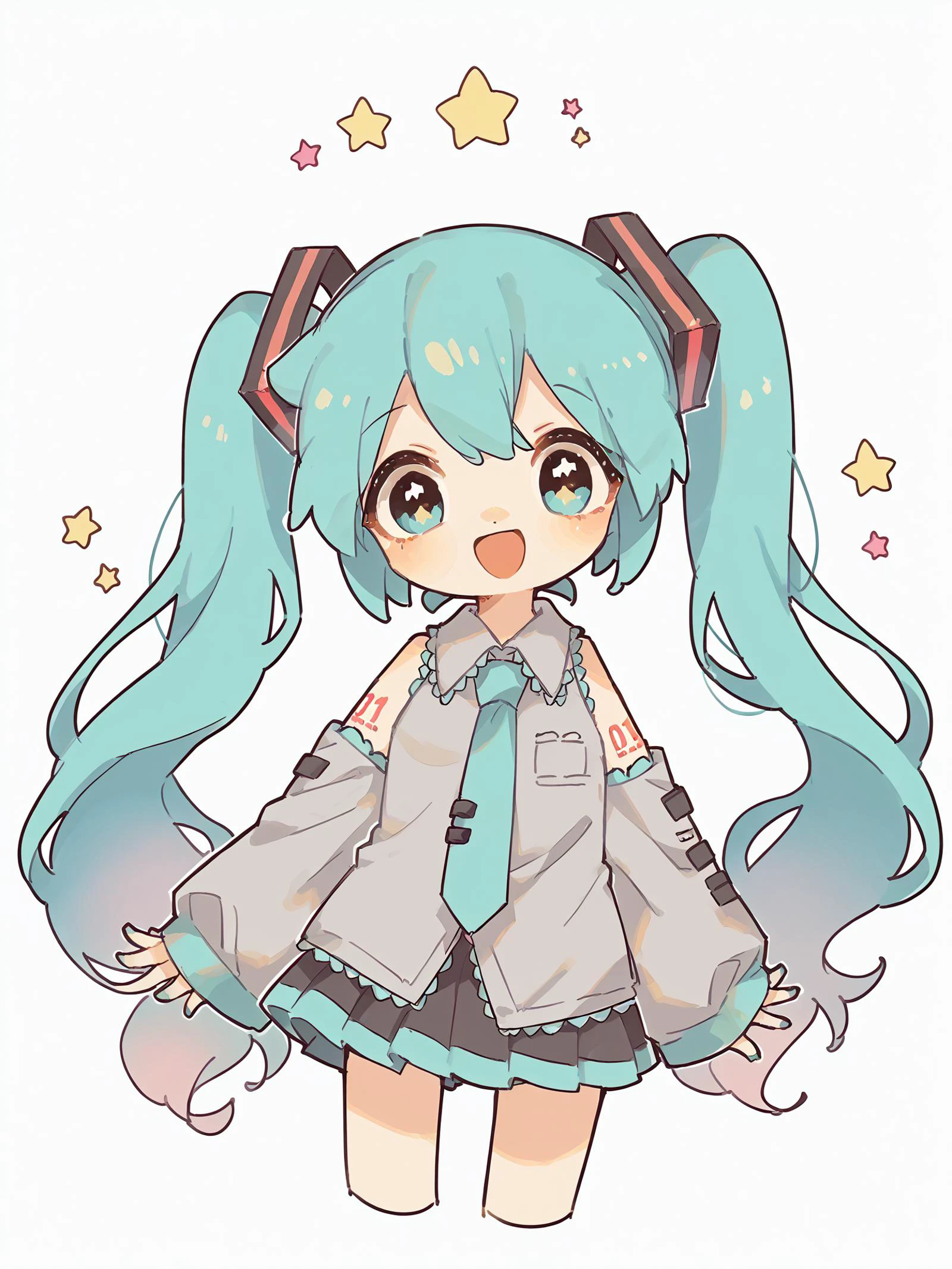 score_9, score_8_up, score_7_up, score_6_up, score_5_up, score_4_up, source_anime, rating_safe,
1girl, hatsune miku, happy, stars, white background, cowboy shot, looking at viewer,