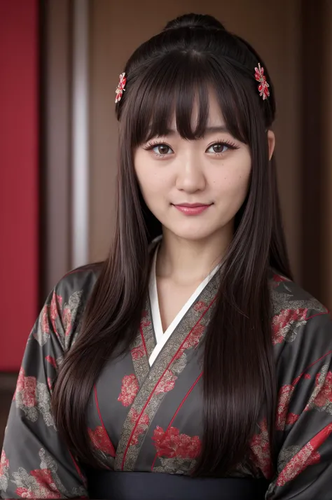 best quality, extra resolution, close up portrait of AIDA_hinas2022 as a business lady, in the office, office interior, rich, pretty face, naughty, funny, happy, smiling, playful, intimate, flirting with camera, whearing kimono, kimono dress, japanese national dress, cinematic, studio photo, kkw-ph1, (dark theme:1.1) <lora:LowRA:0.2>