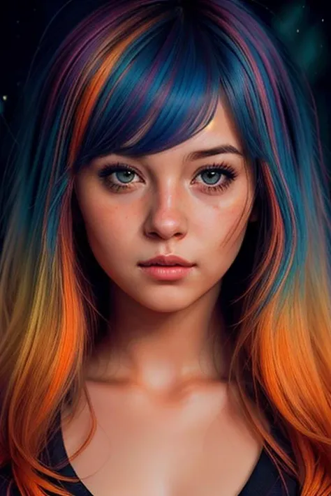 a cute girl,night, epic realistic, background city, <lora:hair-v3:0.7>, (medium_shot:1.3), orange color hair