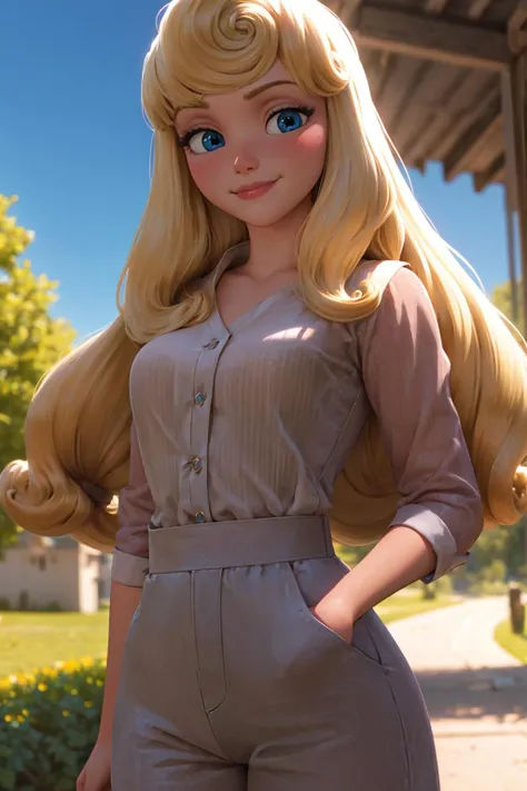 portrait, looking at camera,
auroraodd, 1girl, curly bangs, curly hair, long hair, blonde hair, blue eyes, slight smile,
dress shirt, collar, beige high waisted pants,
outdoors, ranch, countryside
daytime, volumetric lighting, realistic, blurred background
<lora:Aurora_V1:0.6>