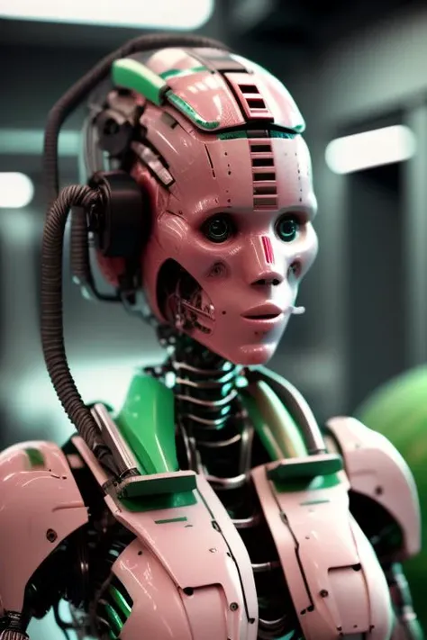 a close up of a (robot ), biomechanical study droid, soft bone structure, details and lush colors, h3 hd render 5 4 6 0, sleek elaborate humanoid system, portrait robotic astronaut girl
a green piece of watermelon