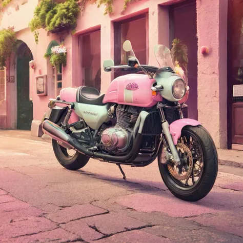 (A Motorcycle), trending, photorealistic painting , rz-purepastel-21, very sharp photo, unreal engine, (soft lighting:1.1), highly detailed vintage film photo, roman city), portrait of a modern motorcycle