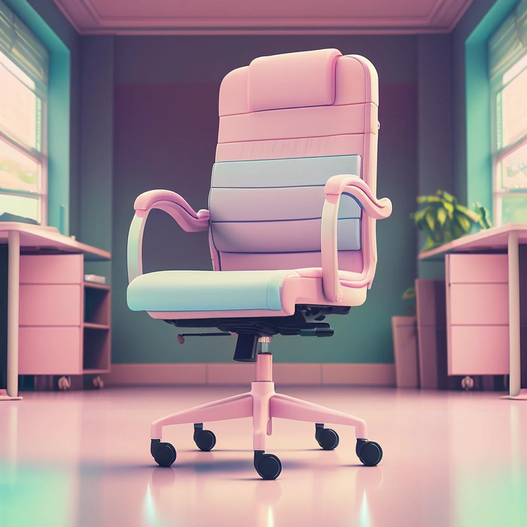 (A closeup of a Office chair), trending on Artstation, Brooke Shaden, a character portrait,rz-purepastel-21, iphone wallpaper, dark tenebrous blue background, elegant highly detailed 4k