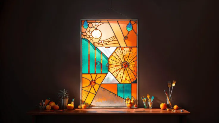 <lora:stainedglassai_v10:0.5> stainedglassai painting of a Fruit AND abstract-concepts style Supermarket