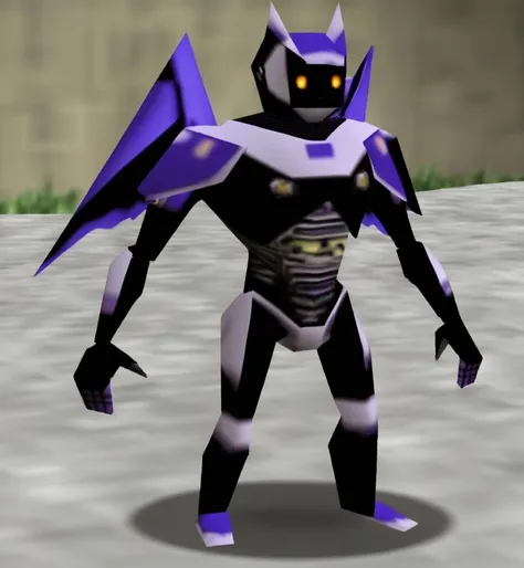 <lora:oot-xl-merge-final:1> a robot in a bat suit, n64style